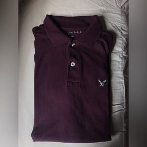 American Eagle Outfitters Polo Shirt: Burgundy XS